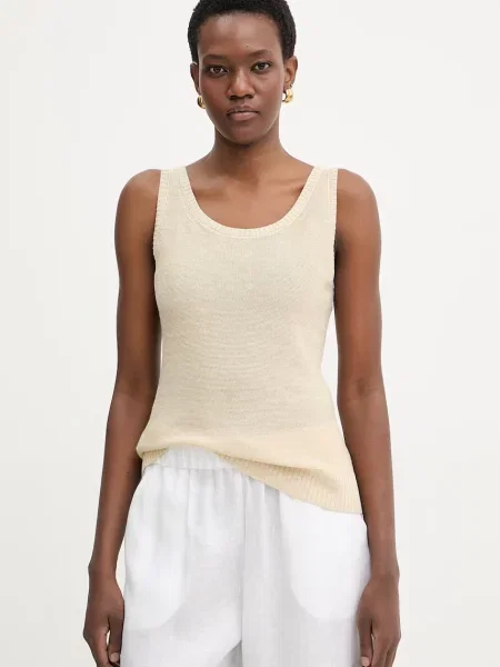 Lniany top Mm By Max Mara beżowy