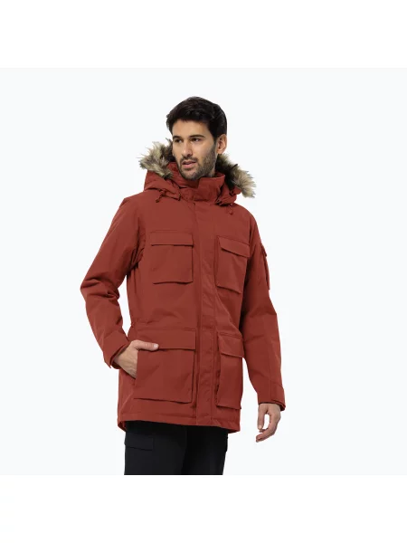Jack Wolfskin férfi pehelypaplan dzseki Glacier Canyon Parka intenzív rozsda Glacier Canyon Parka barna