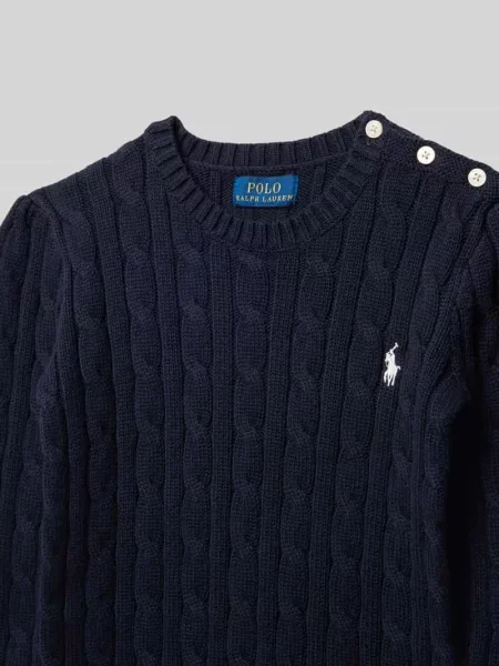 Sweter z dzianiny z wyhaftowanym logo Polo Ralph Lauren granatowy