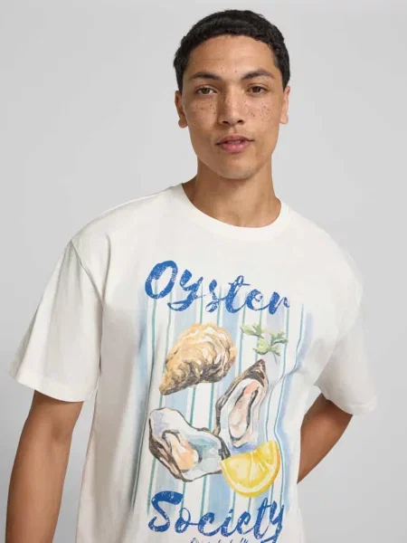 T-shirt z nadrukiem motywu Review biała