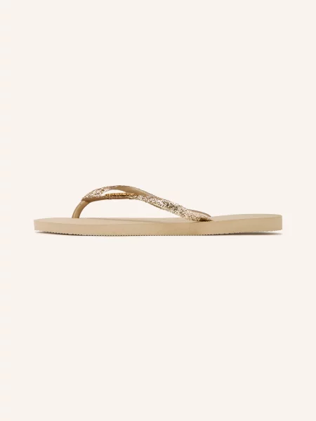 Japonki Havaianas Slim Glitter II Beż Złoty brązowe