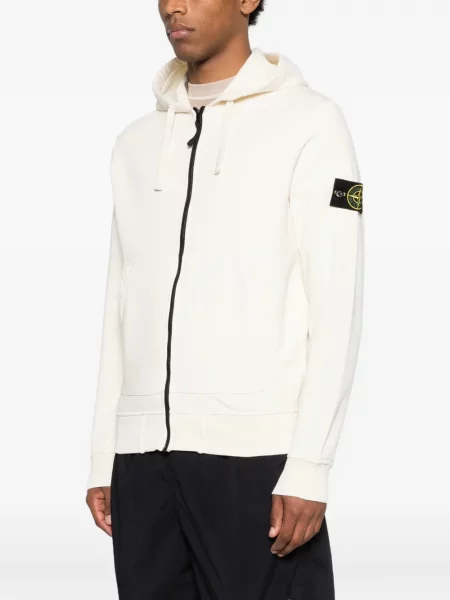 Hanorac cu glugă Stone Island cu strasuri alb