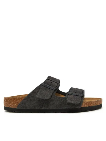 Zamatové sandále Birkenstock čierna