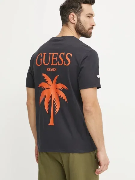 Тениска Guess с апликация черно