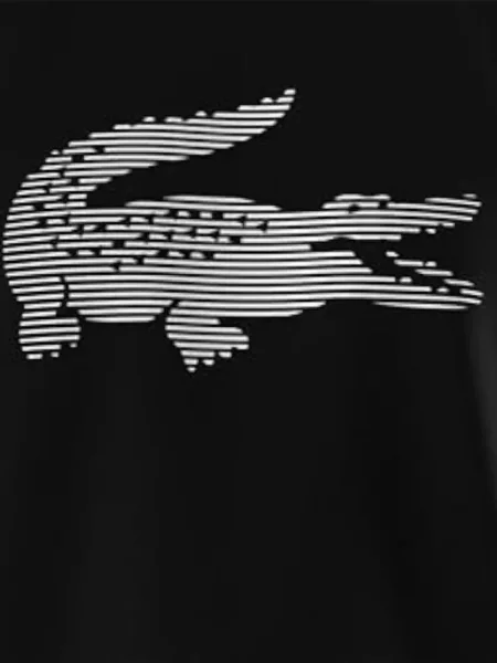 Суитчър Lacoste с принт с кръгло деколте черно