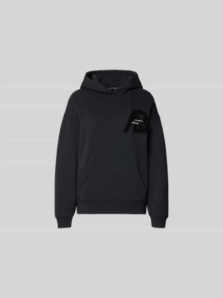 Bluza z kapturem o kroju regular fit z detalem z logo Anine Bing czarna
