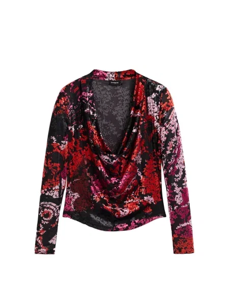 Desigual Tricou mov zmeură / roz / roșu negru