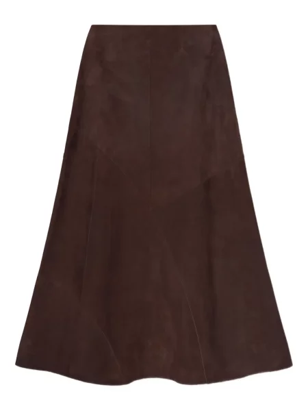 Fustă din piele Aeron până la genunchi maro