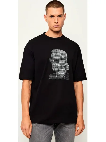 Karl Lagerfeld tricou din cu imprimeu negru