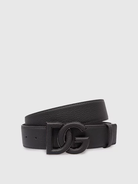 Шкіряний з логотипом DG Dolce&gabbana сірий