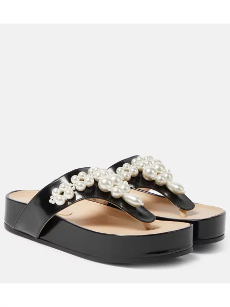 Chiloți tanga Simone Rocha din piele negru