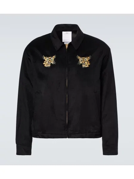 Palton Visvim cu broderie de mătase negru