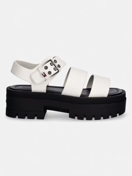 Tommy Jeans sandali usnjeni TJW STRAPS LEATHER MAX SANDAL bela