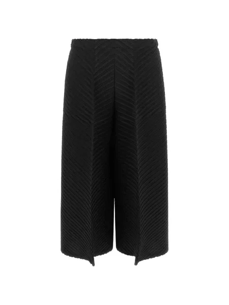 Pantaloni Issey Miyake cu model herringbone negru