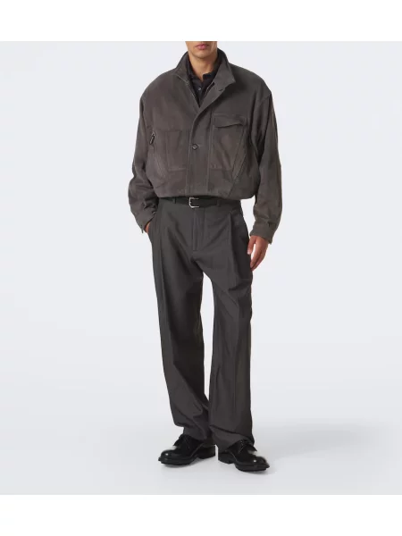 Geacă Giorgio Armani din piele de căprioară gri