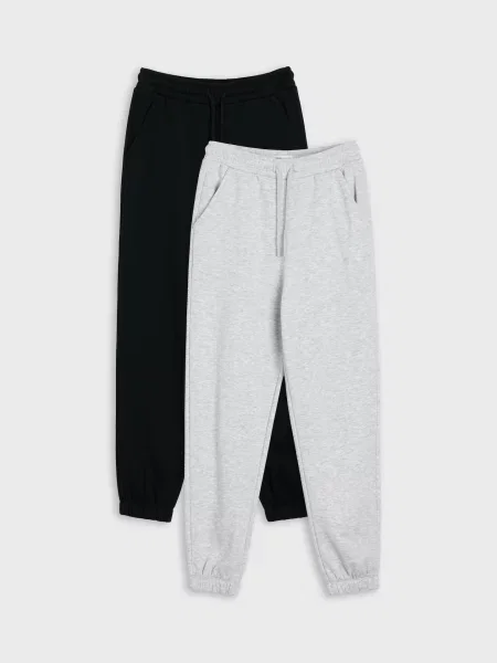 Sinsay Teplákové jogger kalhoty loose fit 2 pack šedá