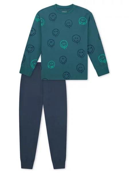 SCHIESSER Pyžamo Nightwear tmavě / tmavě zelená modrá
