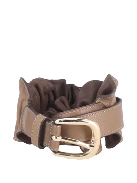 Curea Sandro din piele cu volane maro
