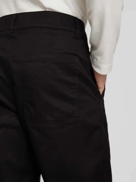 Spodnie materiałowe o luźnym kroju z czystej bawełny z wąską nogawką Tom Tailor Denim czarne