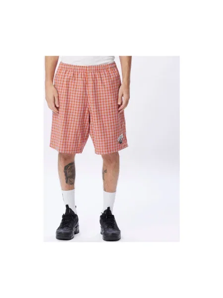 Pantaloni Obey în carouri scurte