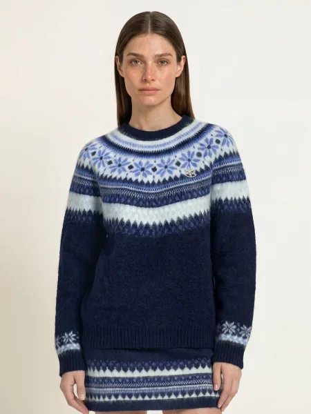 Maje Sweter Z Kamieniami Ozdobnymi blau granatowy