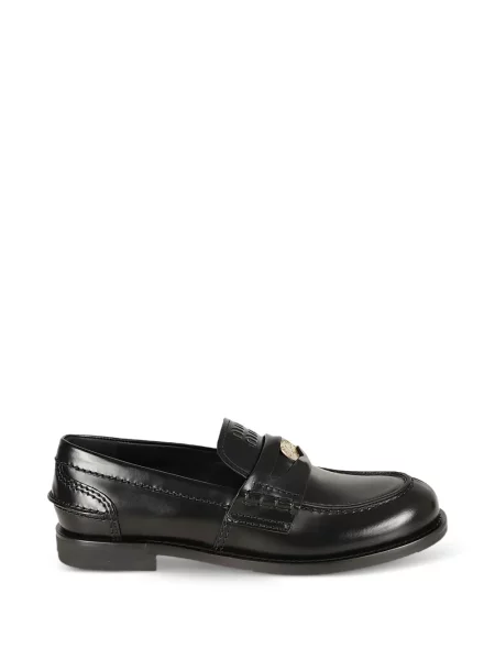Pantofi loafer Miu Miu cu vârf rotund negru