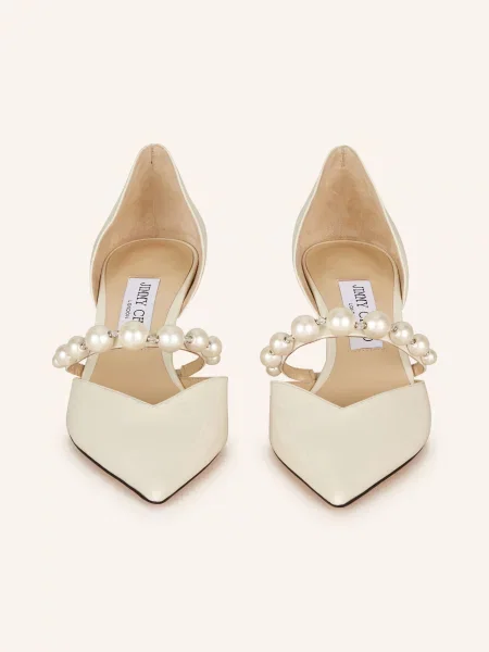 Jimmy Choo Czółenka Aurelie 65 Z Ozdobnymi Perełkami weiss