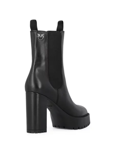 Cizme scurte Pinko din piele cu platformă negru