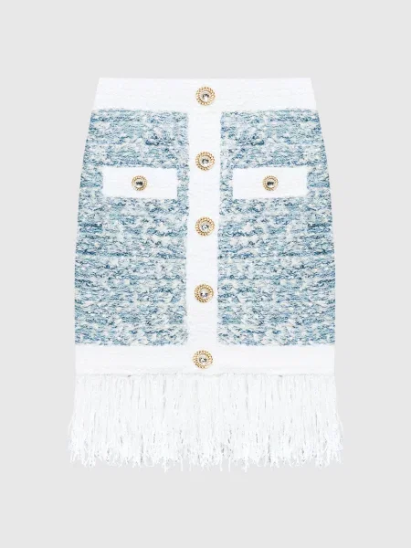 Твидовая юбка Balmain синяя