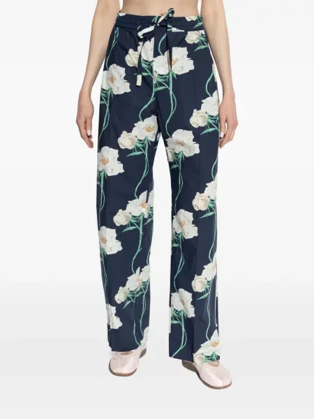 Pantaloni Kenzo cu model floral cu imagine albastru