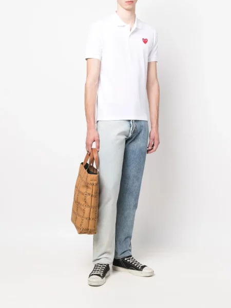 Polo marškinėliai Comme Des Garçons Play su širdelėmis balta