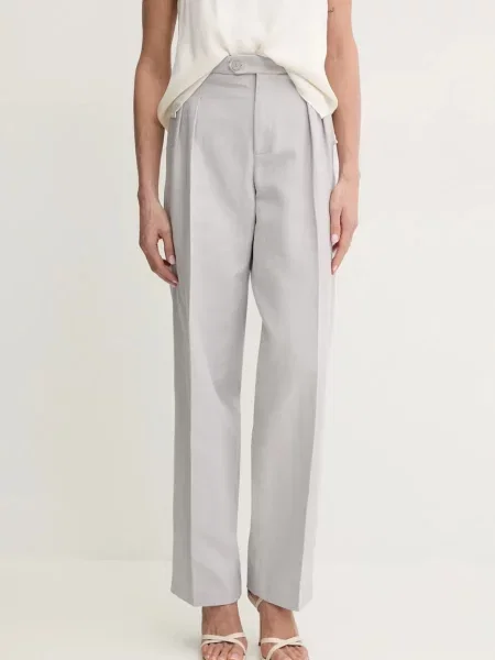 Twinset pantaloni din amestec de in gri