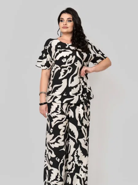 Повсякденний костюм All Posa Комплект туніка+штани чорний/бежевий чорні