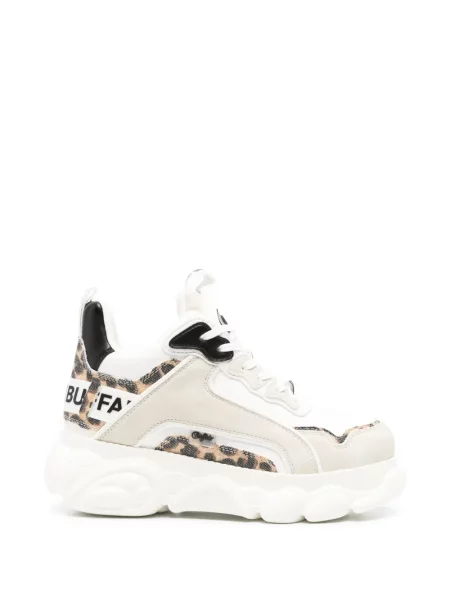 Sneakerși Buffalo cu imagine cu model leopard alb