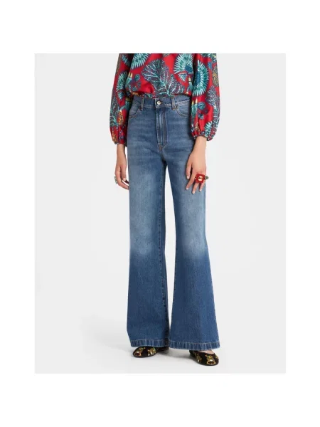 Jeansy dzwony La Doublej retro niebieskie