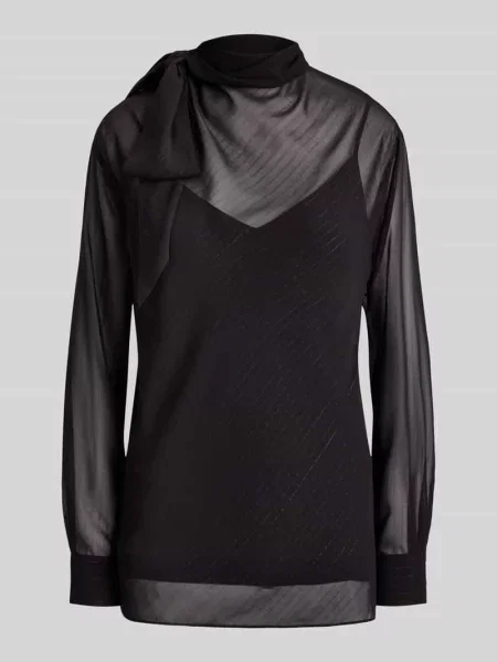 Bluzka o luźnym kroju z długim rękawem z połyskującymi detalami Lauren Ralph Lauren czarna