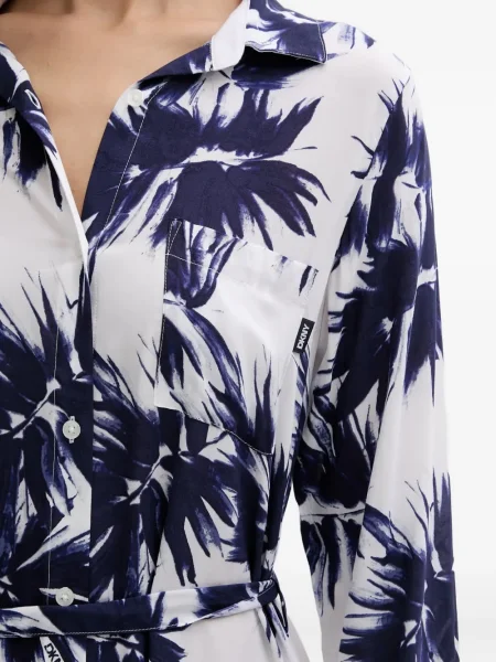 Rochie tip cămașă Dkny cu model floral cu imagine de costum alb