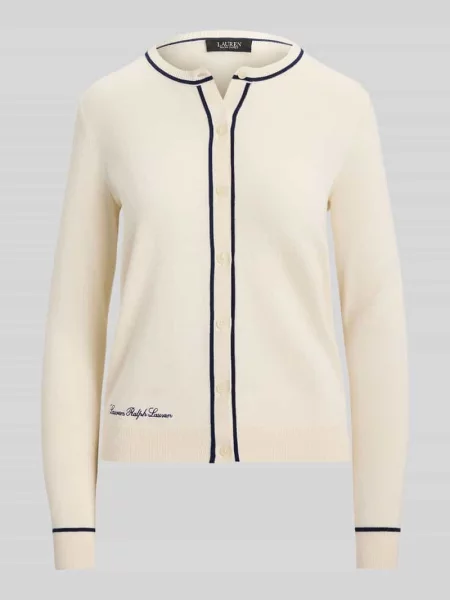 Kardigan rozpinany o kroju regular fit z kontrastowymi detalami Lauren Ralph Lauren