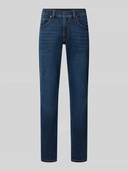 Jeansy o kroju relaxed fit z wpuszczanymi model Dijon' Pierre Cardin granatowe