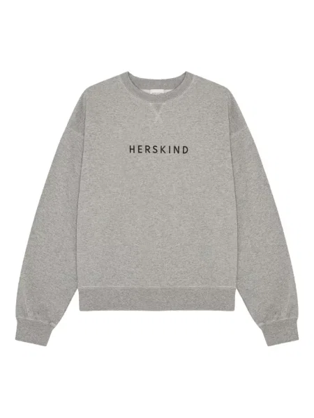 Haftowana bluza Herskind z okrągłym dekoltem szara