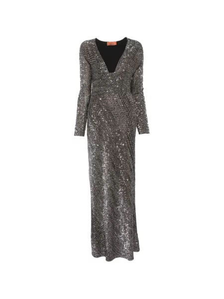 Lung rochie Missoni cu paiete gri