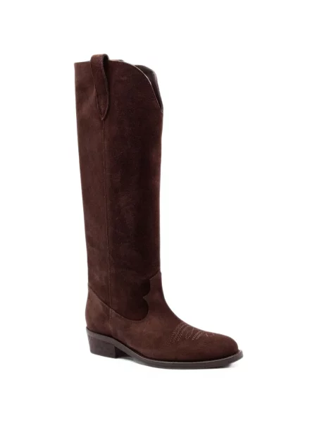 Botine Via Roma 15 cu broderie din piele de căprioară maro