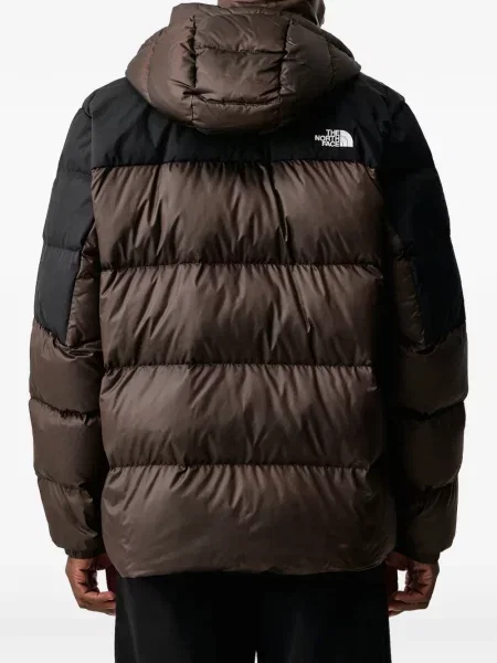 Pūkinė striukė The North Face su gobtuvu ruda