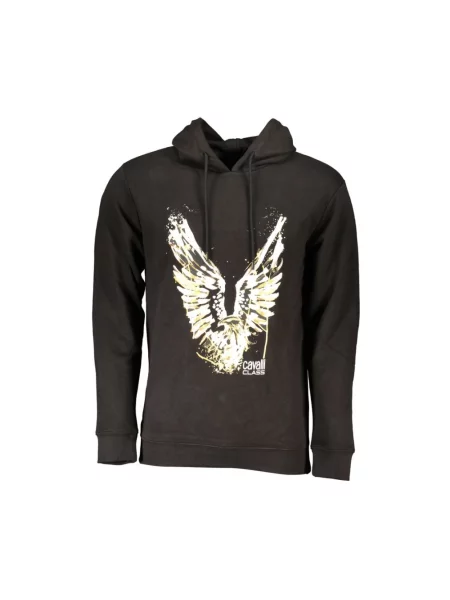 Bluza z kapturem Cavalli Class z długim rękawem czarna