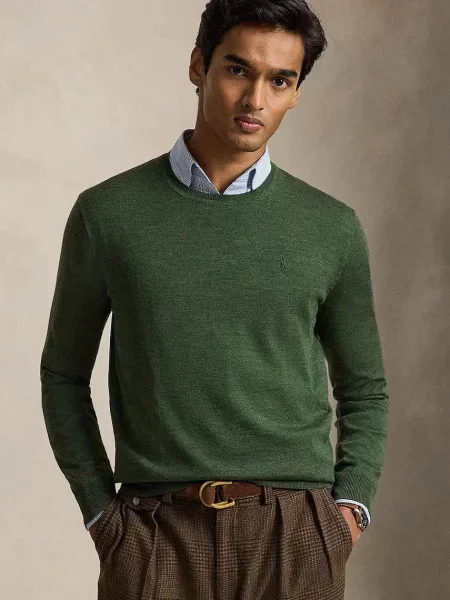Polo Ralph Lauren pulover pentru bărbați din lână verde