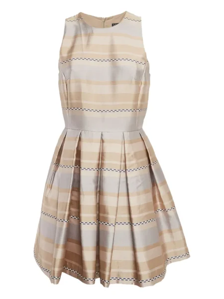 Rochie Armani Exchange cu dungi plisată de costum bej