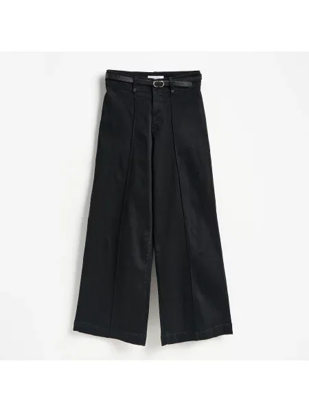 Reserved Džíny wide leg s opaskem černý