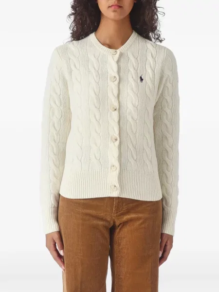 Флийс поло тениска Polo Ralph Lauren с автограф бяло