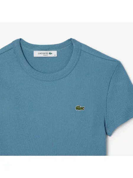 Lacoste T-Shirt Z Okrągłym Dekoltem Slim Fit niebieski