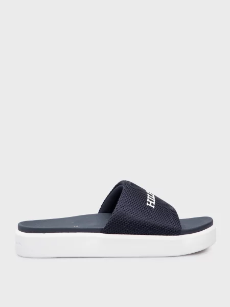 Шлепанцы Tommy Hilfiger на платформе с сеткой синие